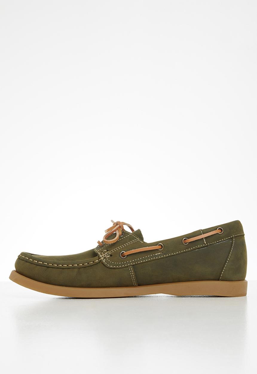Grasshoppers - Deckskin boatshoe leather sandiego - olive