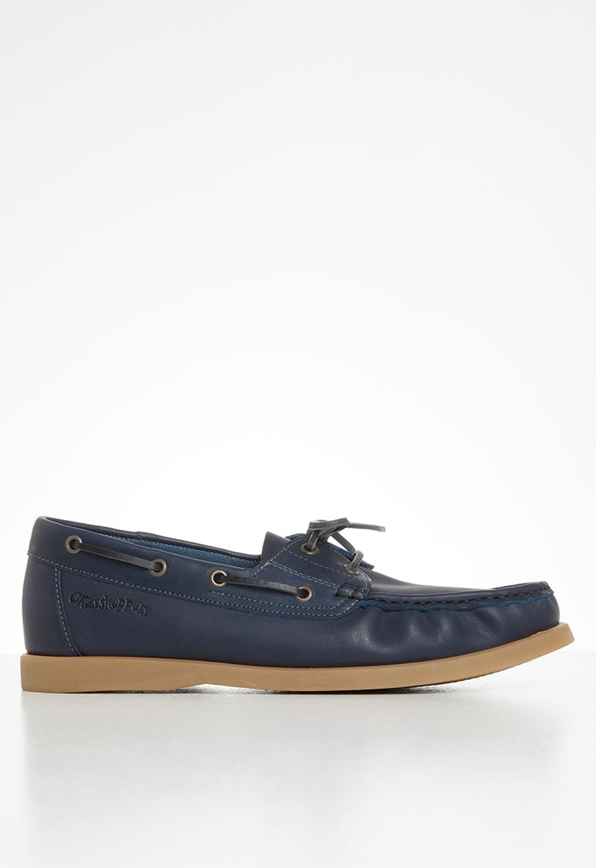 Grasshoppers - Deckskin boatshoe leather sandiego - navy