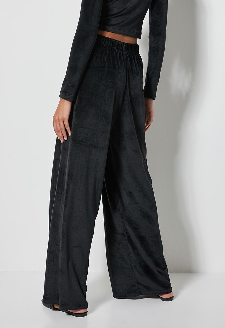 VELVET - Pull-on wide leg trouser - black