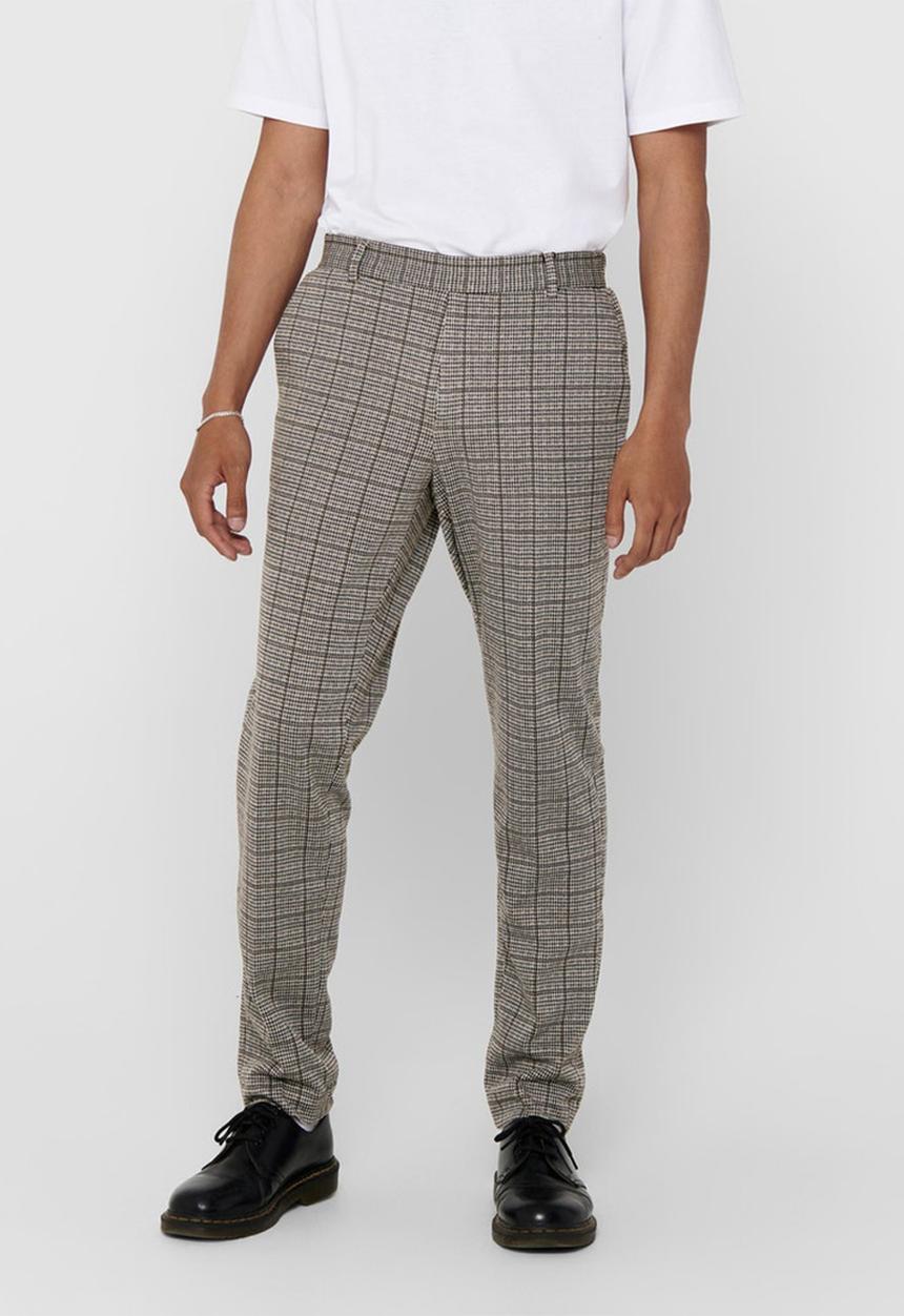 Only & Sons - Onselias check pants - neutral