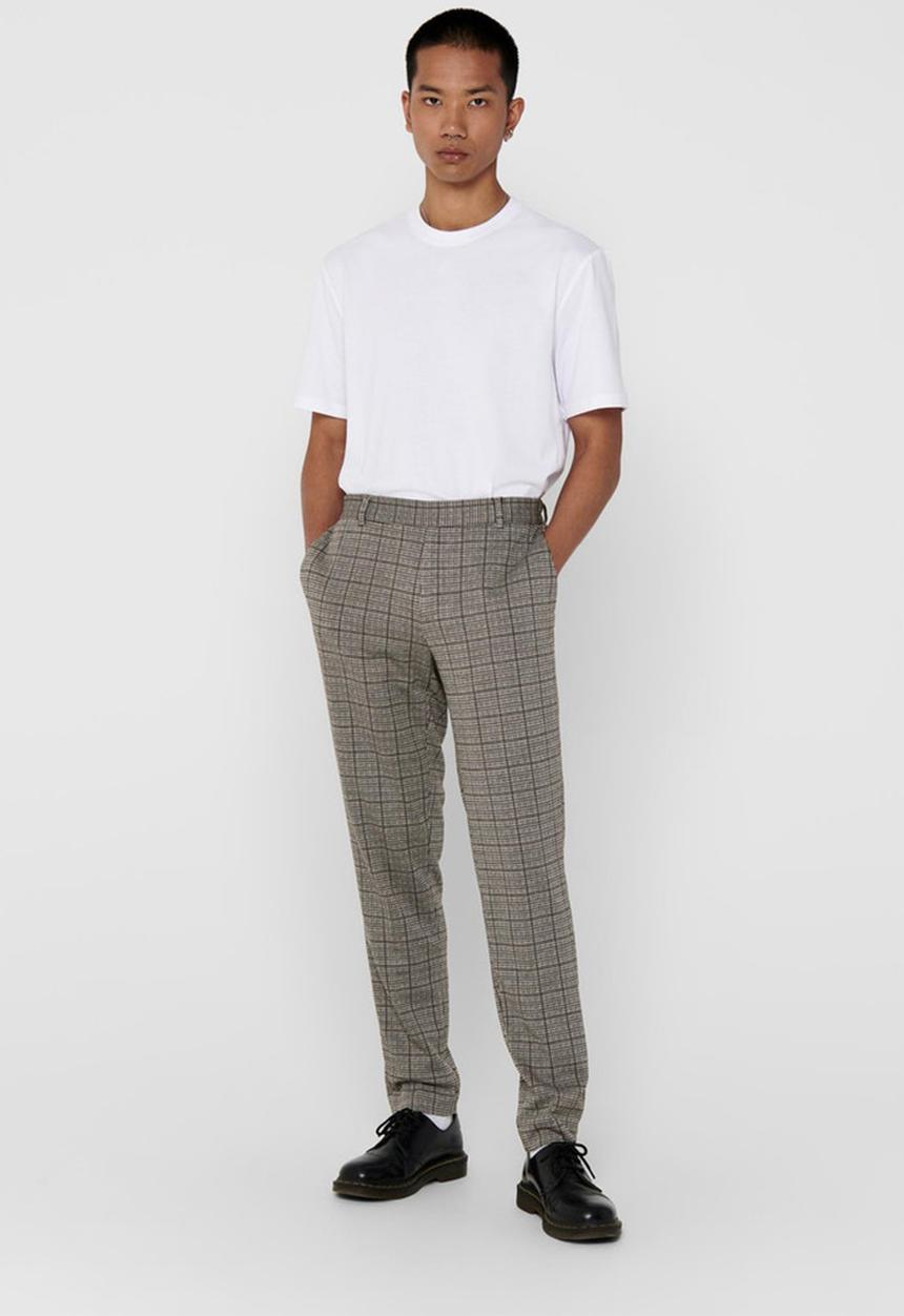 Only & Sons - Onselias check pants - neutral