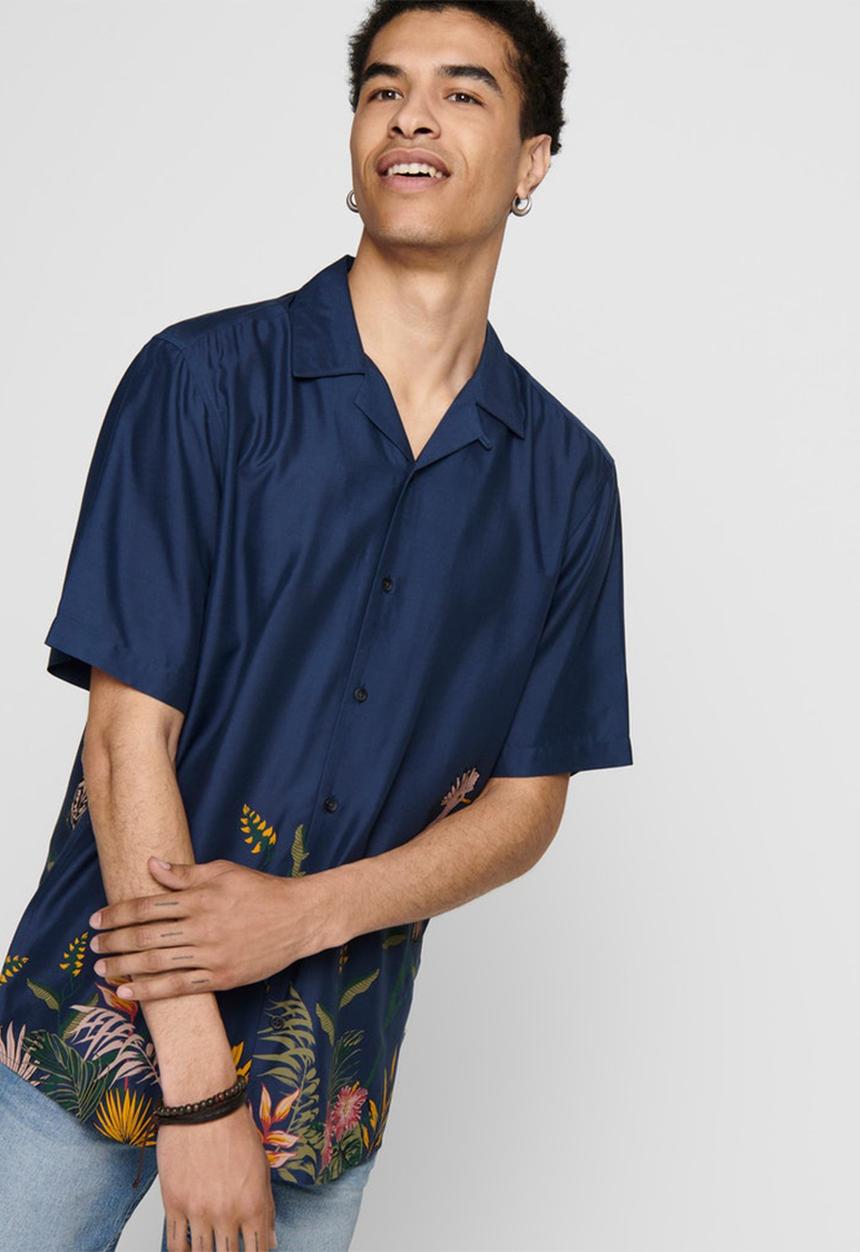 Only & Sons - Onsarthir placement aop shirt dress - navy