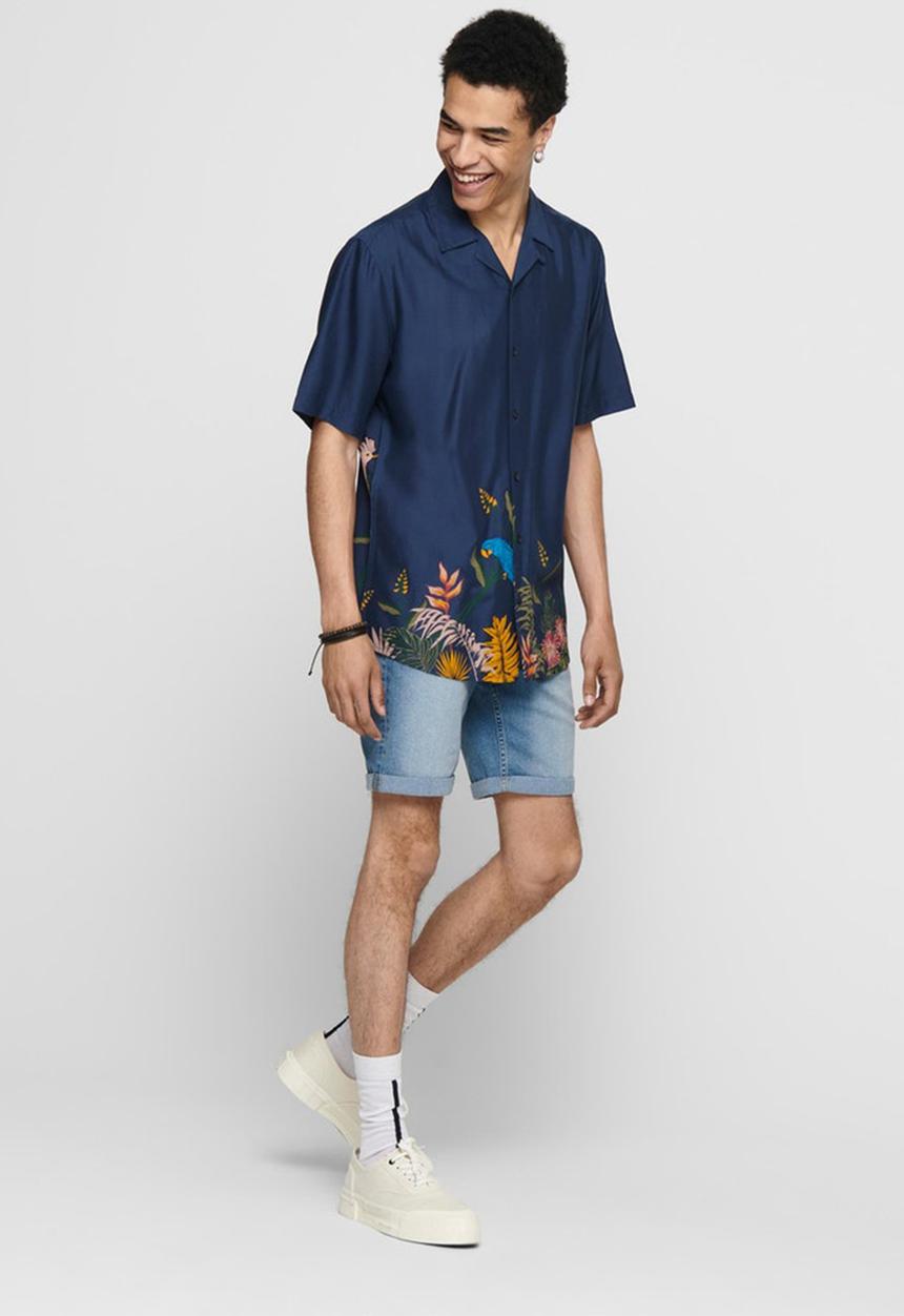 Only & Sons - Onsarthir placement aop shirt dress - navy