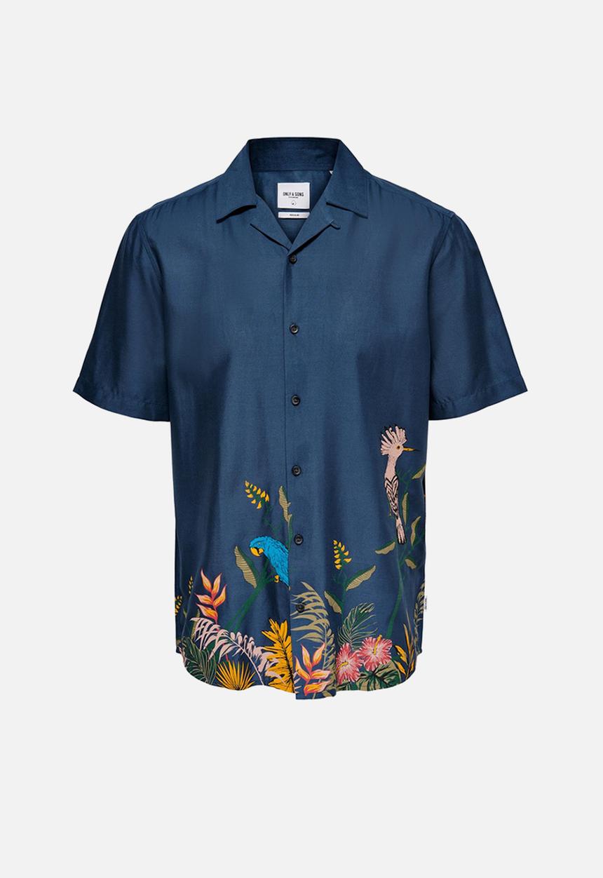 Only & Sons - Onsarthir placement aop shirt dress - navy