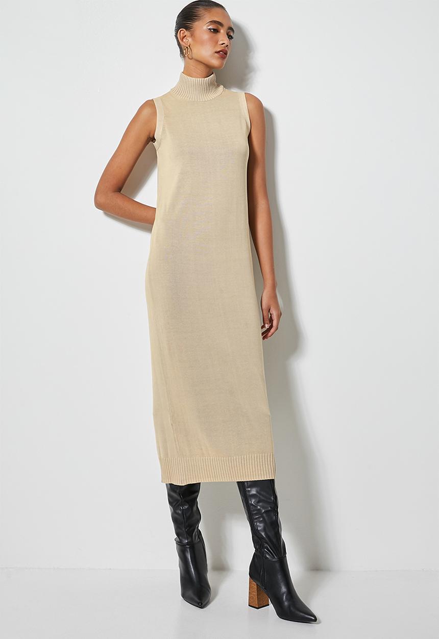 Superbalist - Organic cotton sleeveless knitwear dress - sand