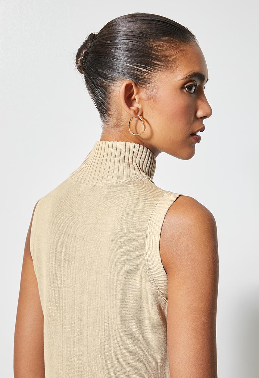 Superbalist - Organic cotton sleeveless knitwear dress - sand