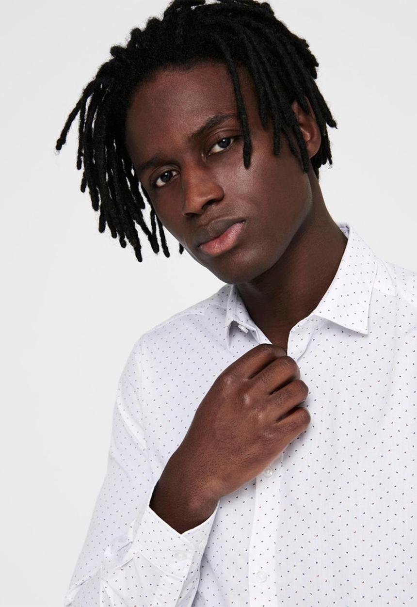 Only & Sons - Onssane ls ditsy poplin shirt - white