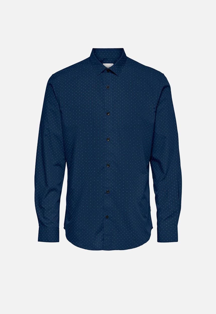 Only & Sons - Onssane ls ditsy poplin shirt - navy