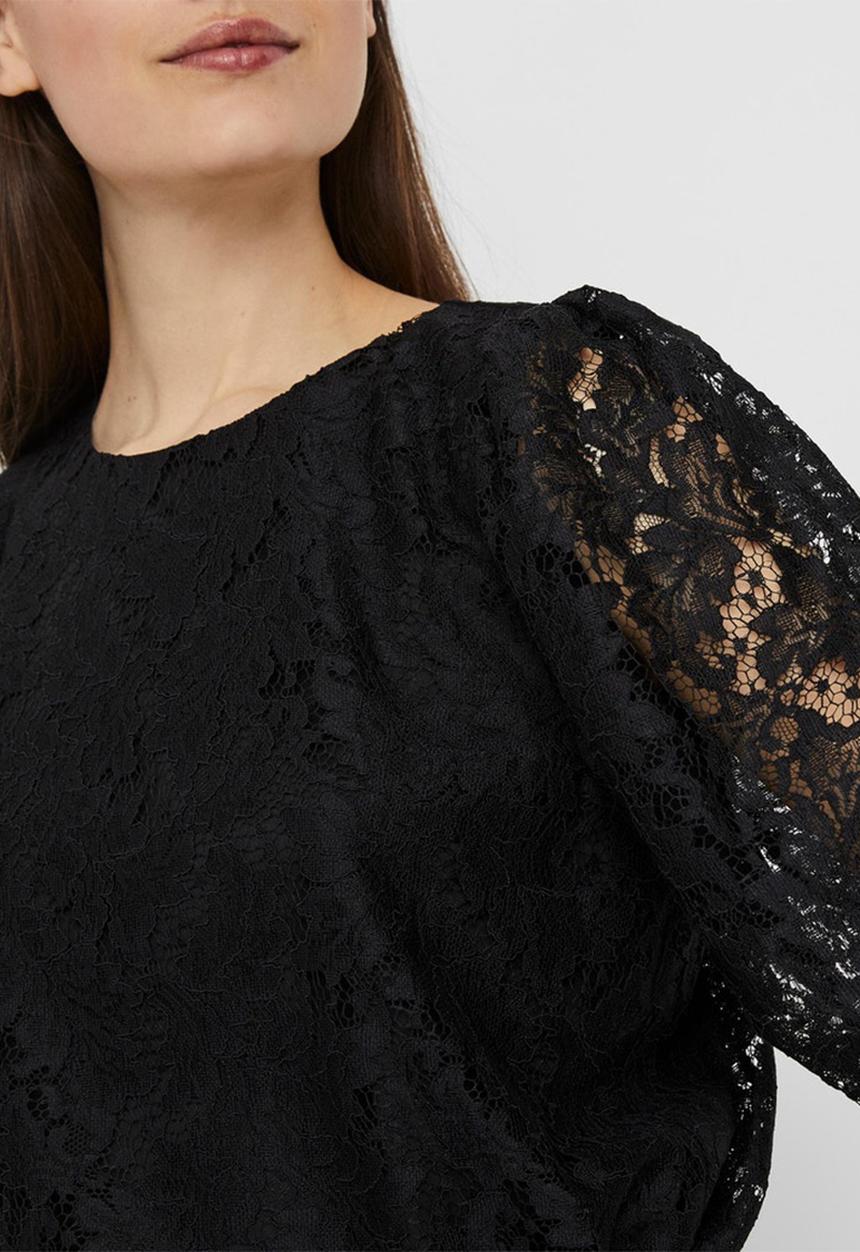 Vero Moda - Bonna 3/4 lace top - black