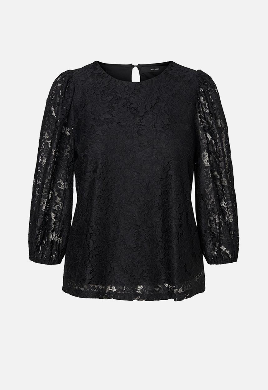 Vero Moda - Bonna 3/4 lace top - black