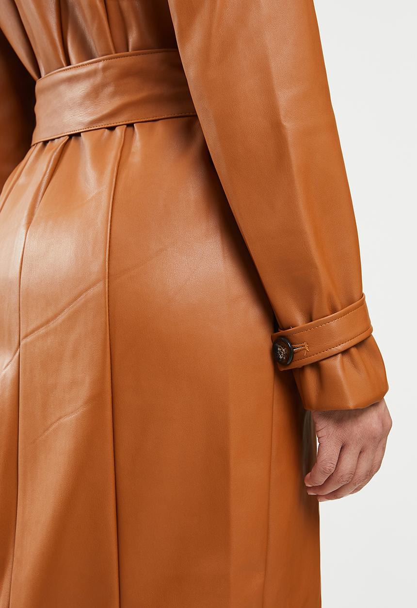 Missguided - Db belted pu trench -tan