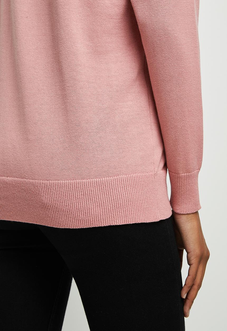 edit - Longline wide neck jumper - dusty pink