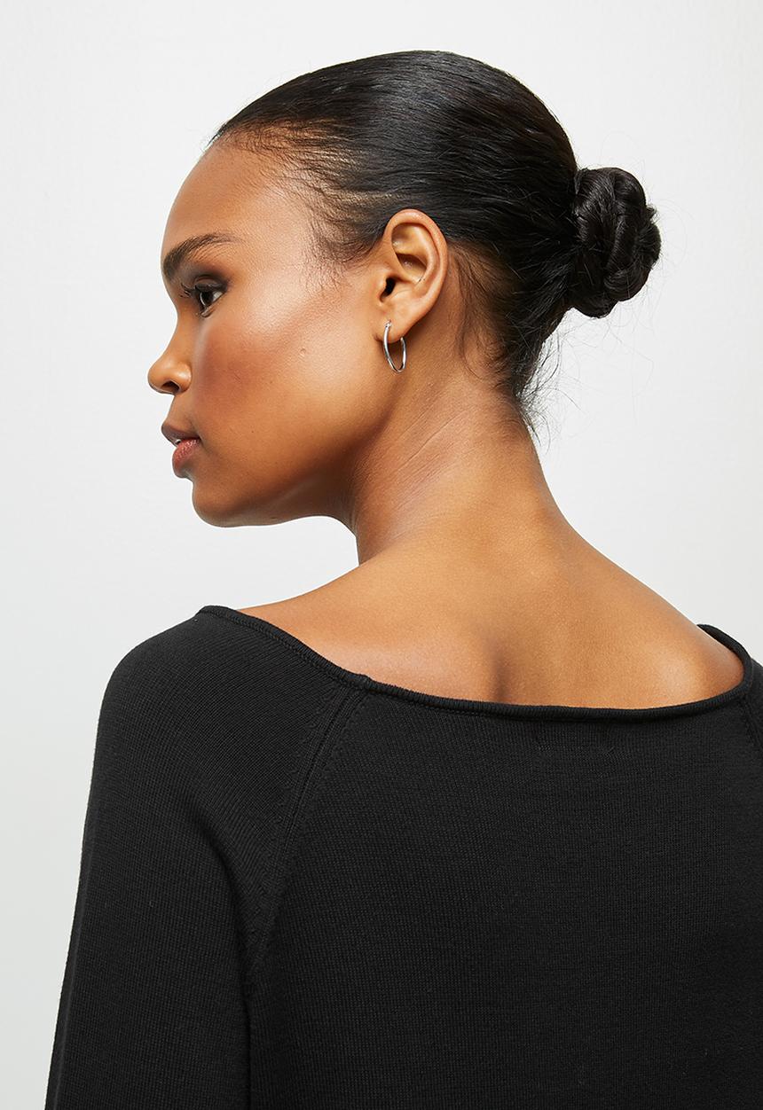 edit - Longline wide neck jumper - black