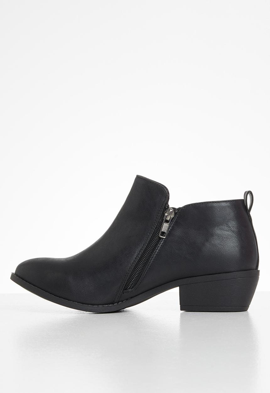 Jada - Western side zip ankle boot - black