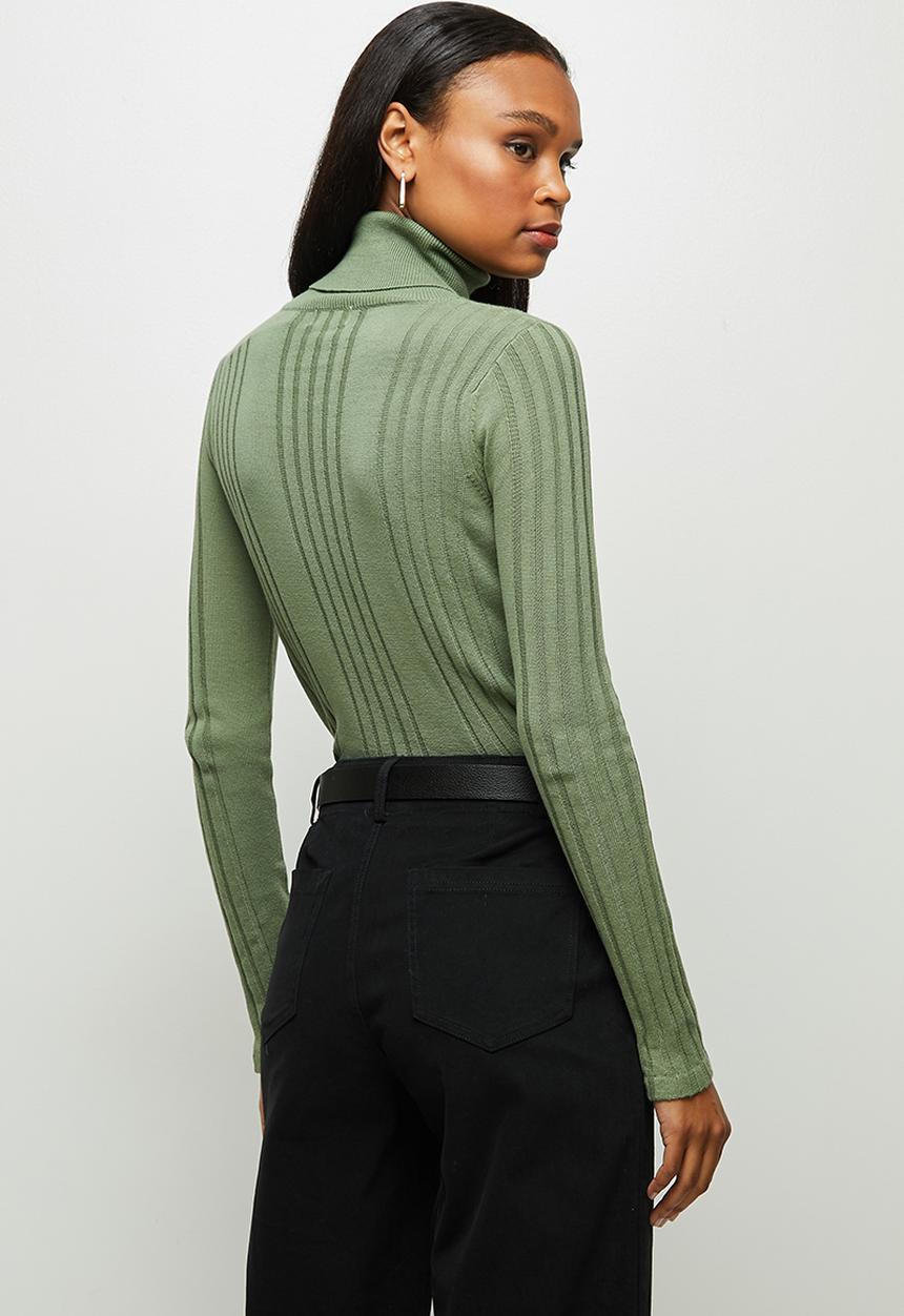 edit - Basic ribbed poloneck - green 