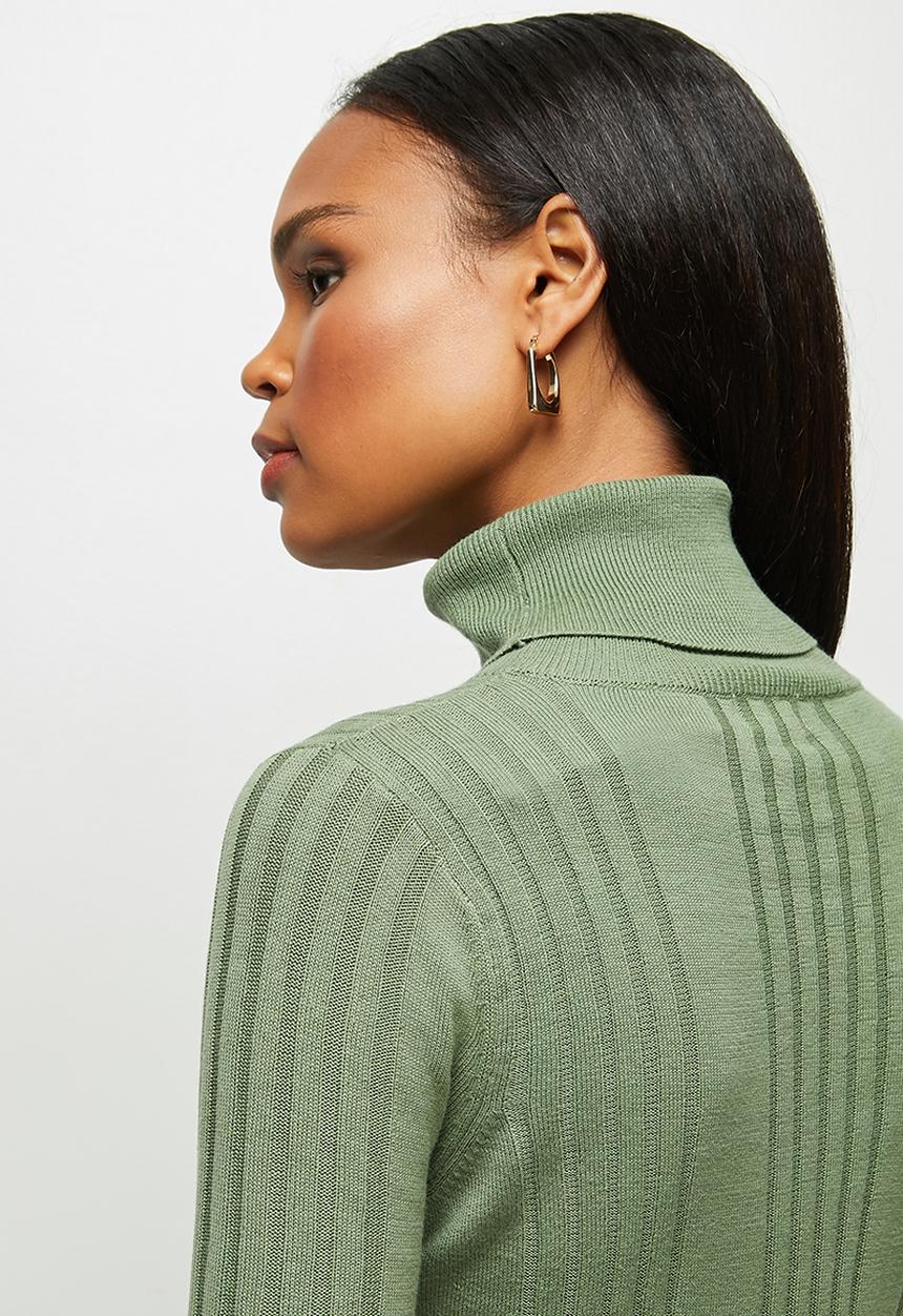 edit - Basic ribbed poloneck - green 