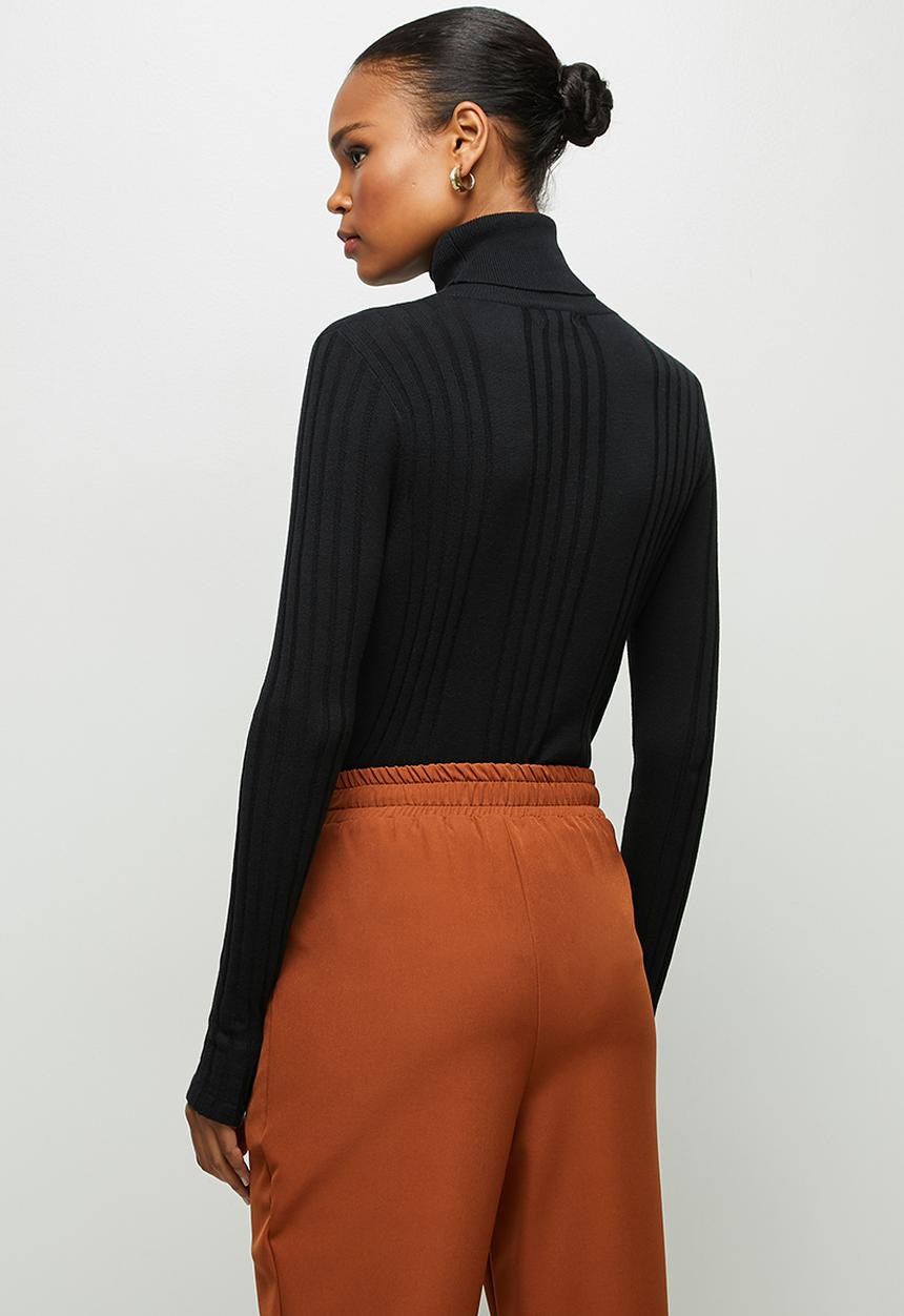 edit - Basic ribbed poloneck - black