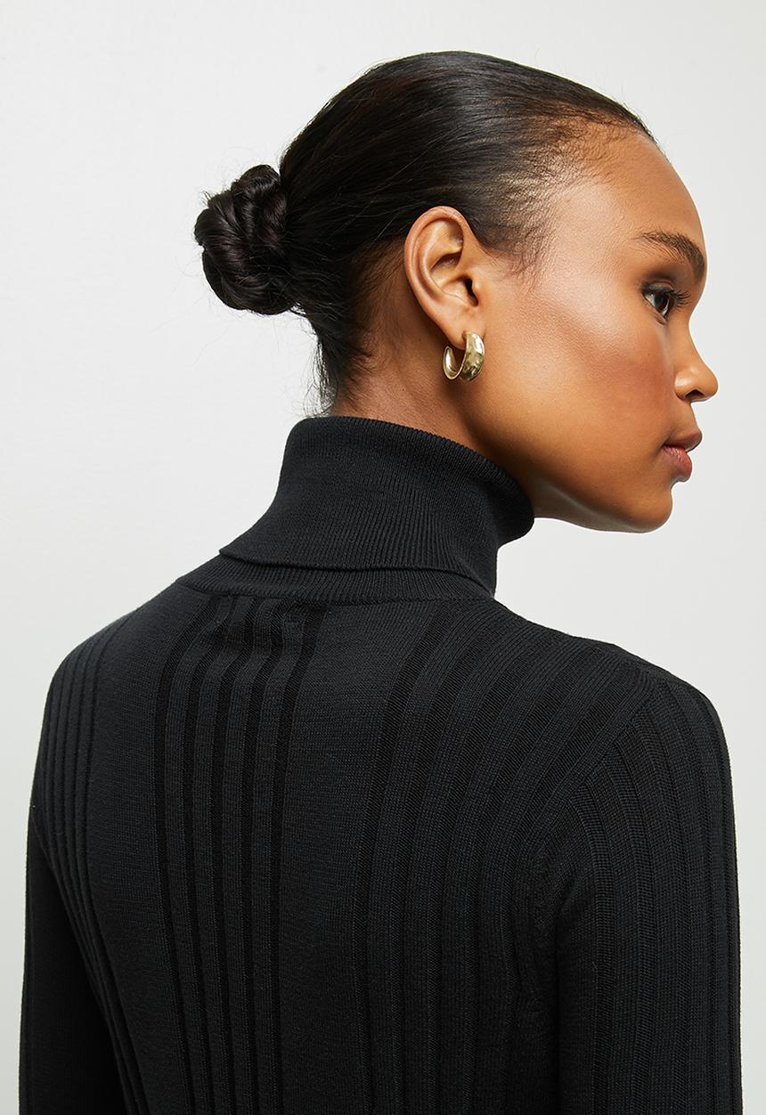 edit - Basic ribbed poloneck - black