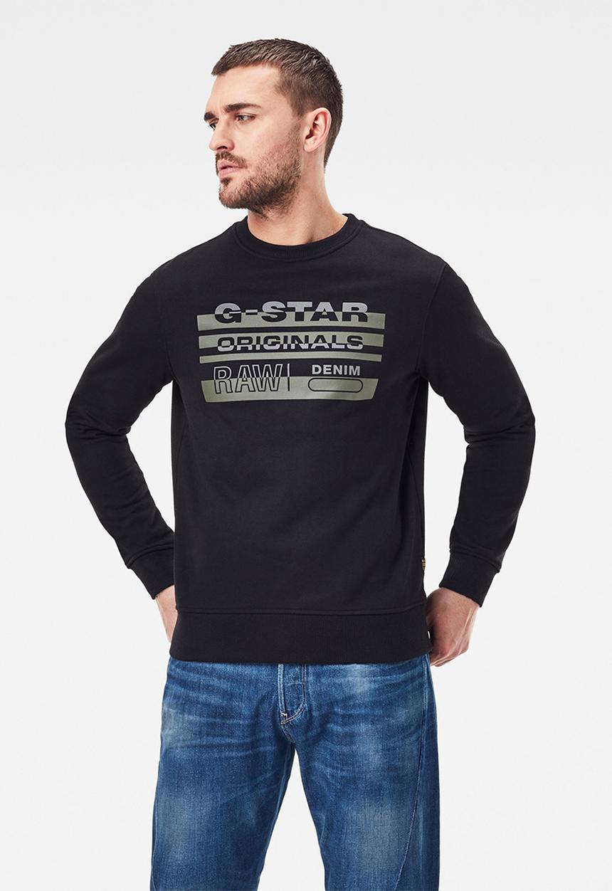 G-STAR - Originals r long sleeve sweats - black