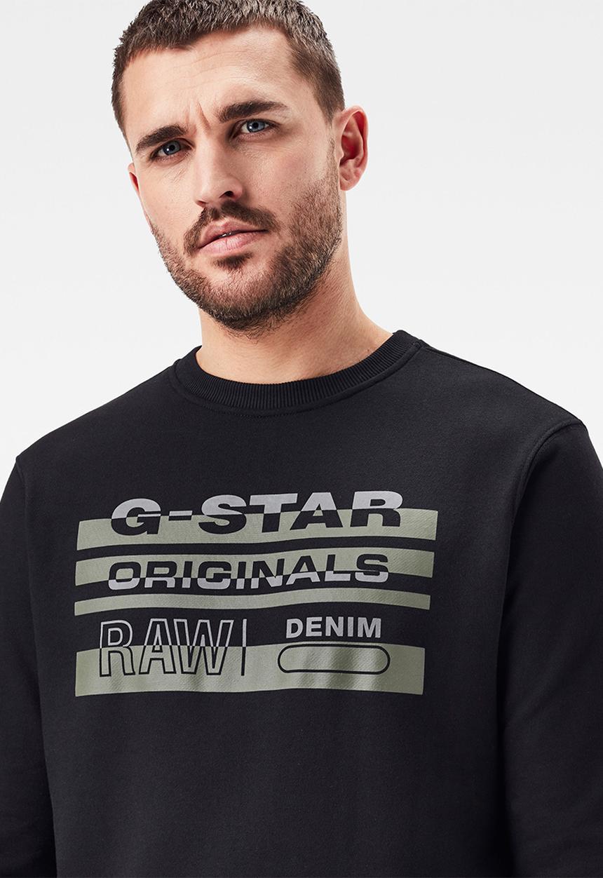 G-STAR - Originals r long sleeve sweats - black