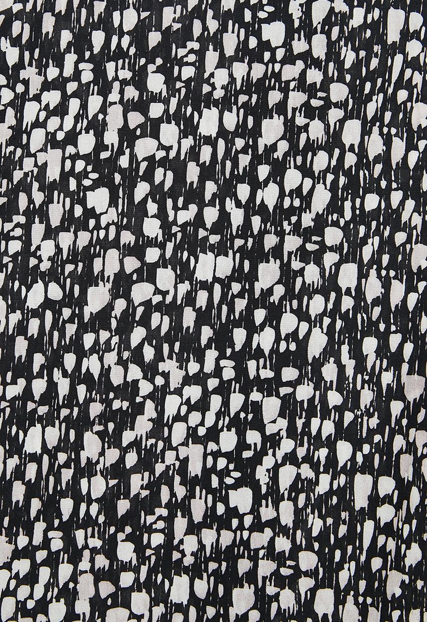 edit - Mandarin printed longline shirt - black & white