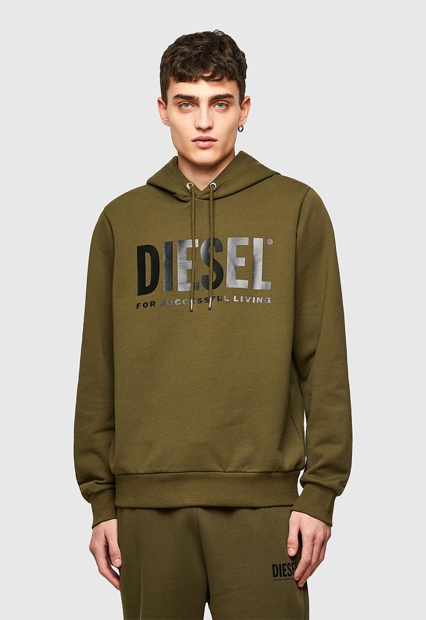 Diesel  - S-gir-hood-division-logo sweat-shirt - olive