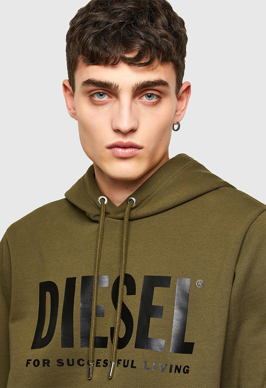 Diesel  - S-gir-hood-division-logo sweat-shirt - olive
