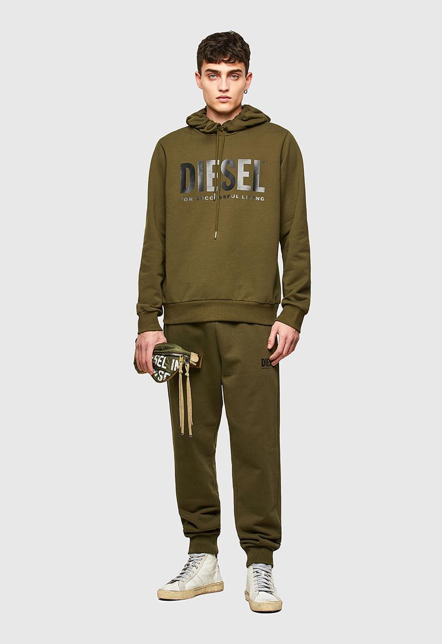 Diesel  - S-gir-hood-division-logo sweat-shirt - olive