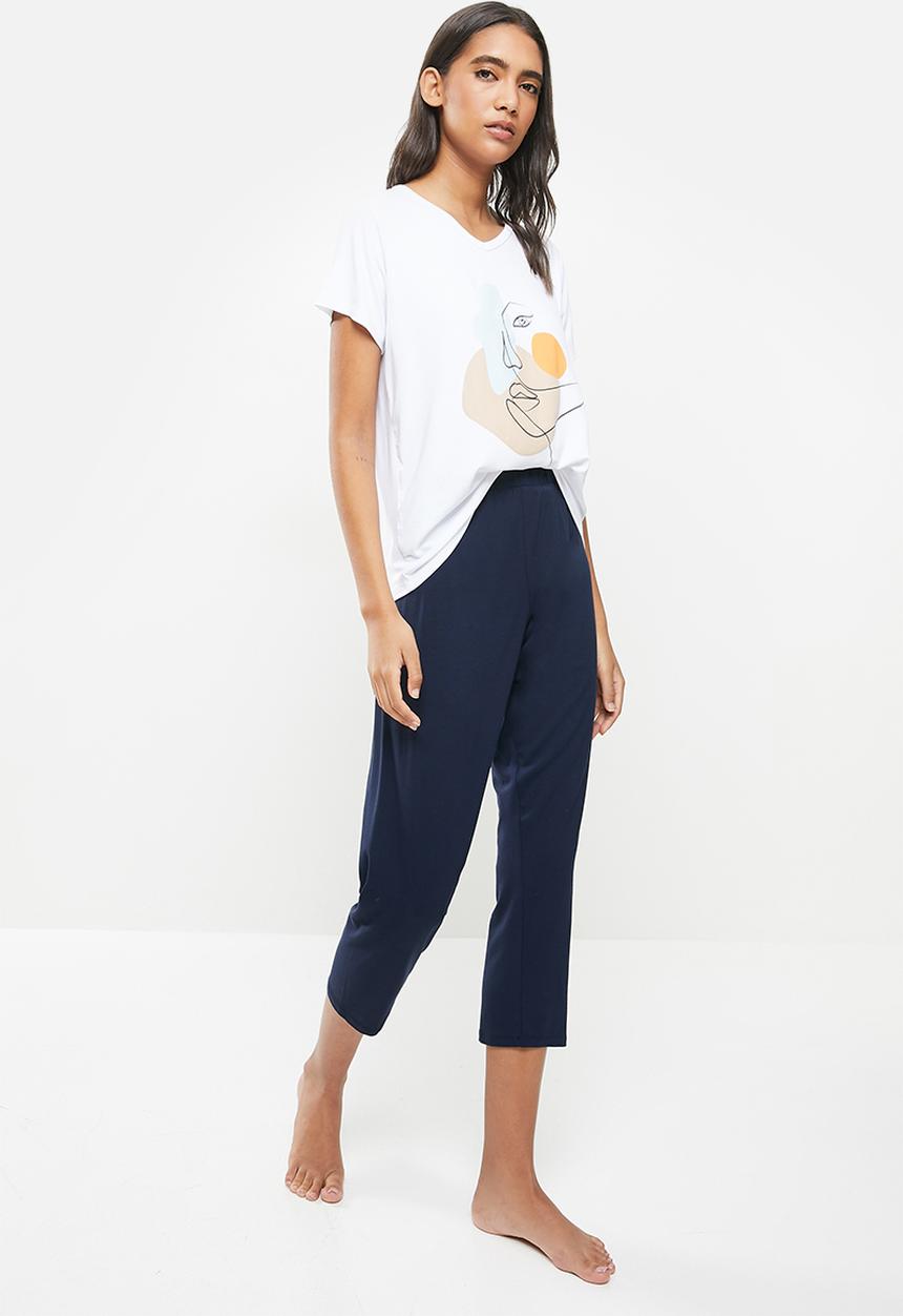 Superbalist - Sleep tee & pants - navy & white 