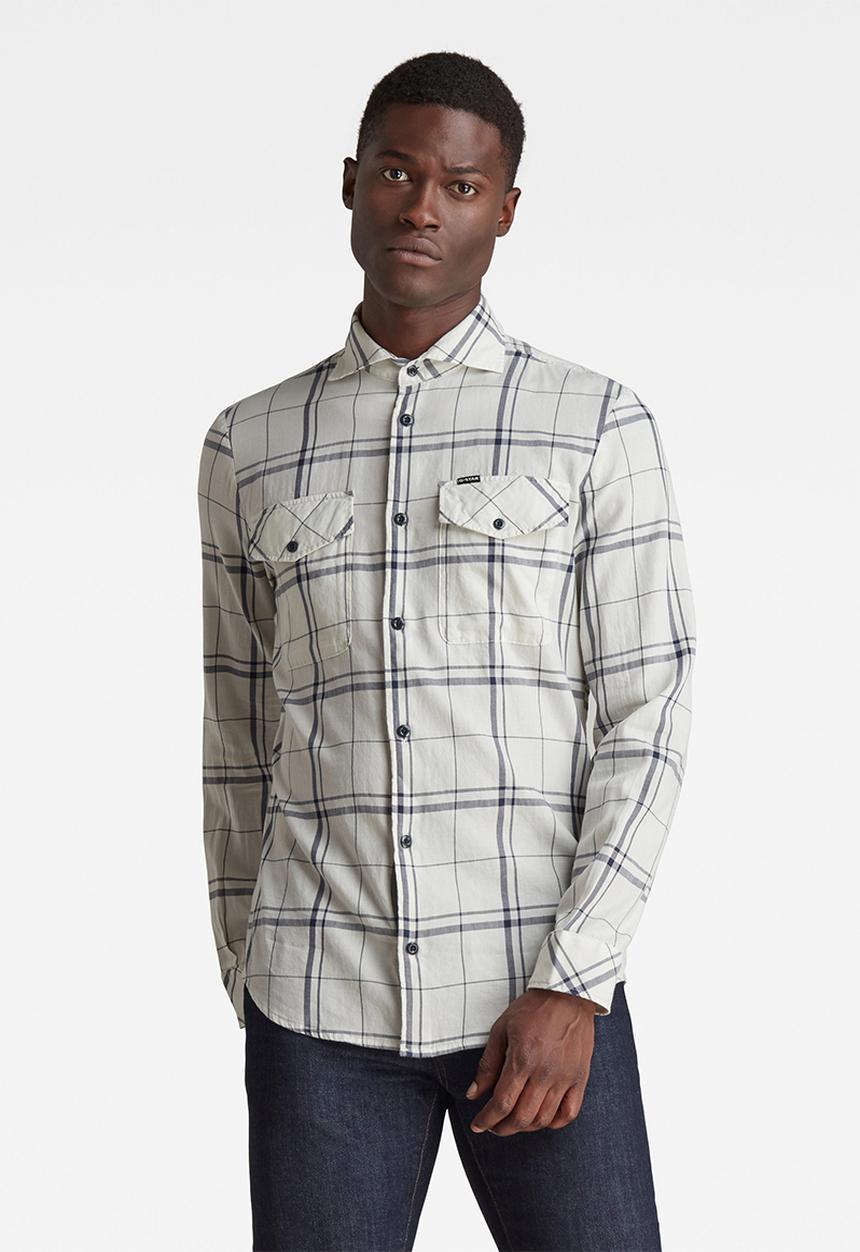 G-STAR - Marine service slim shirt long sleeve - white & black