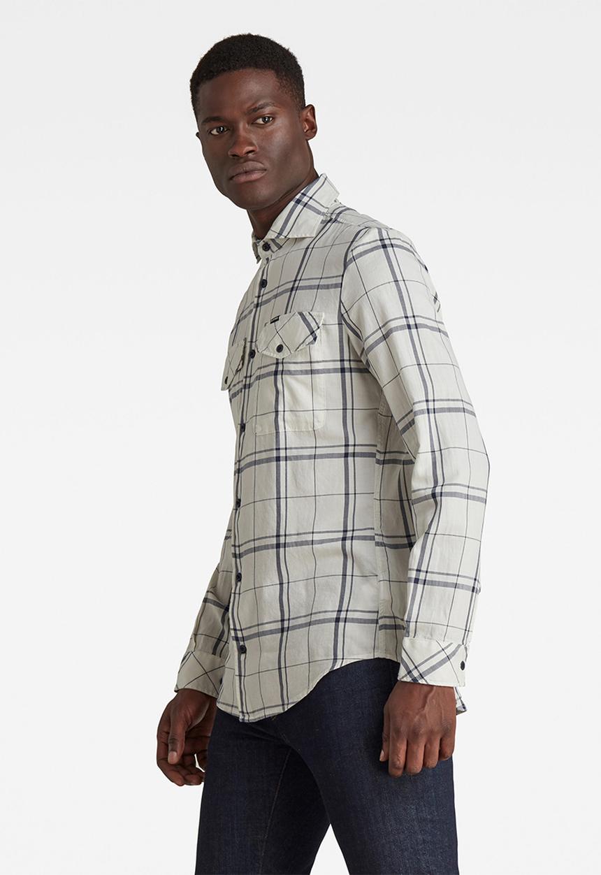 G-STAR - Marine service slim shirt long sleeve - white & black
