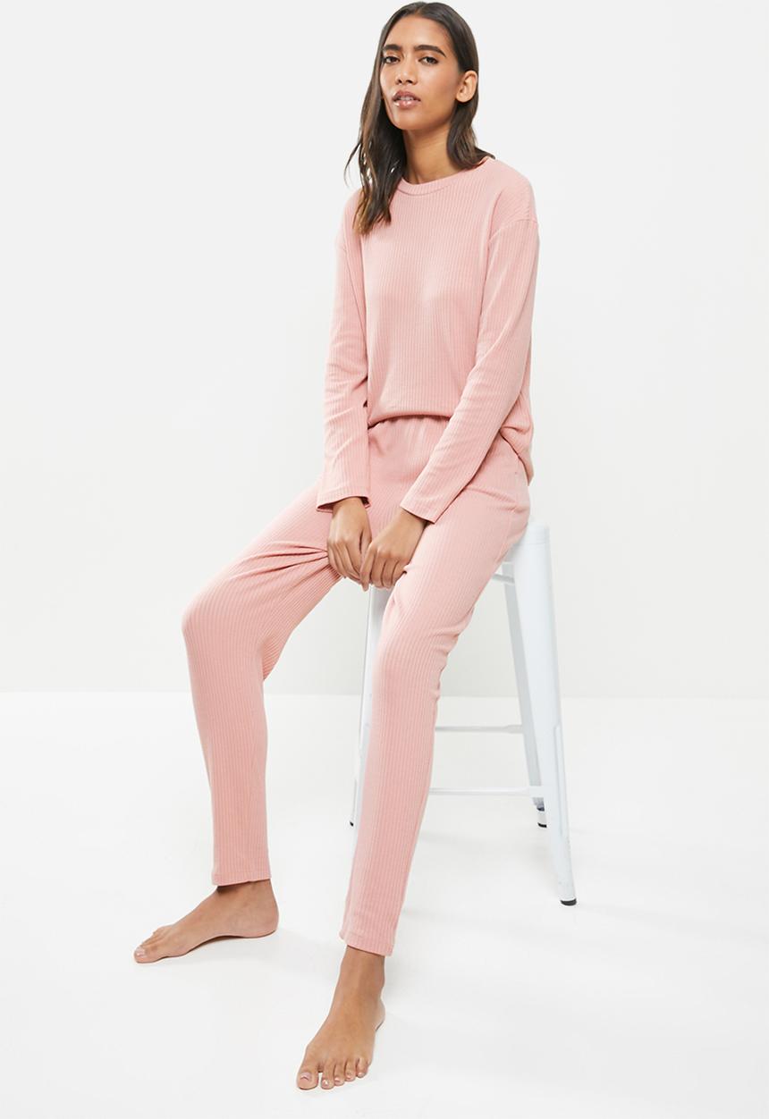 Superbalist - Rib sleep set - dusty pink