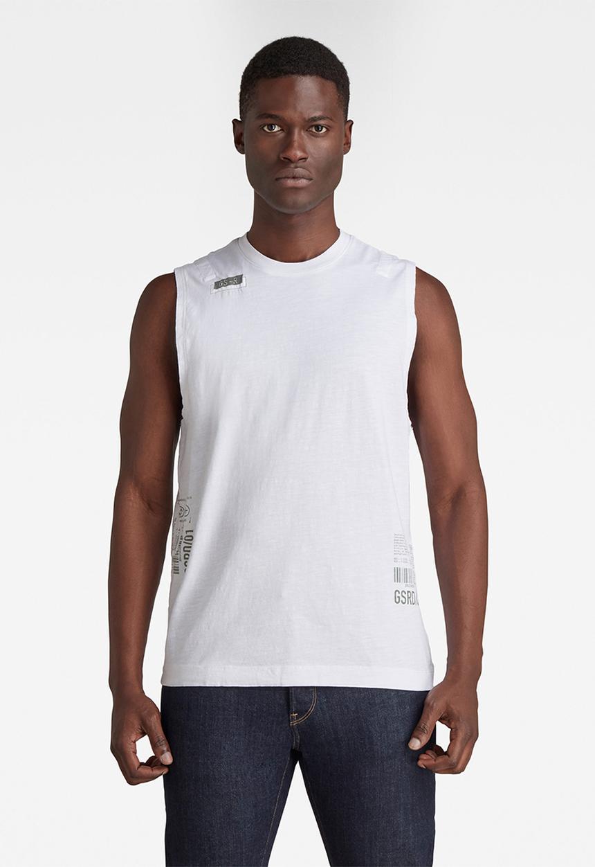 G-STAR - Graphic stitch detail tank - white