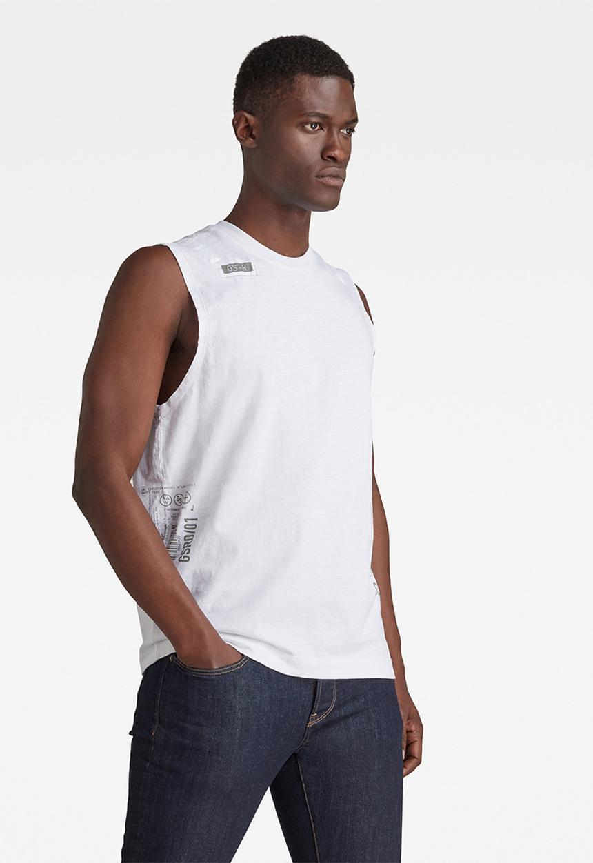 G-STAR - Graphic stitch detail tank - white