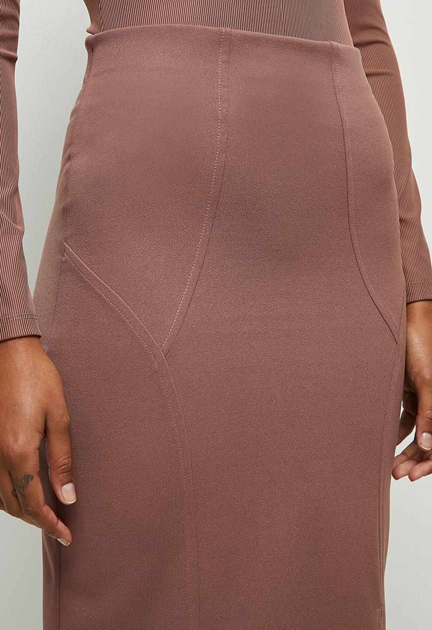 MILLA - Panelled detail pencil skirt - cognac
