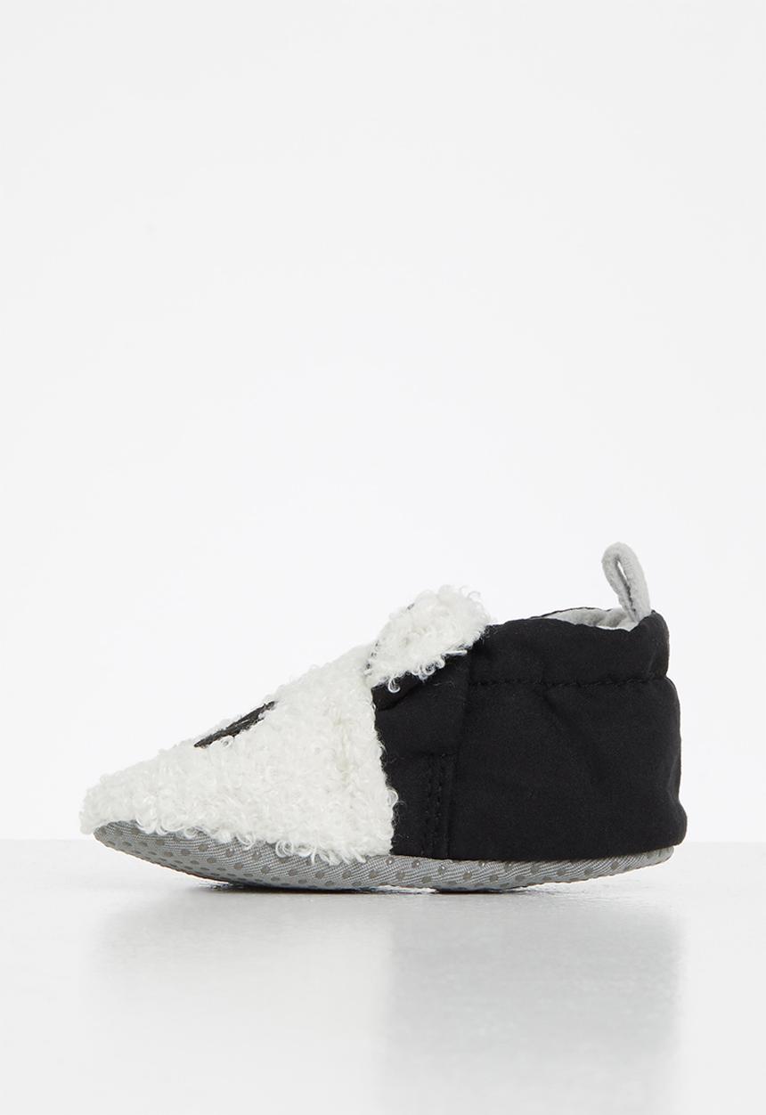 Pop Candy - Boys panda soft sole slippers - black & white