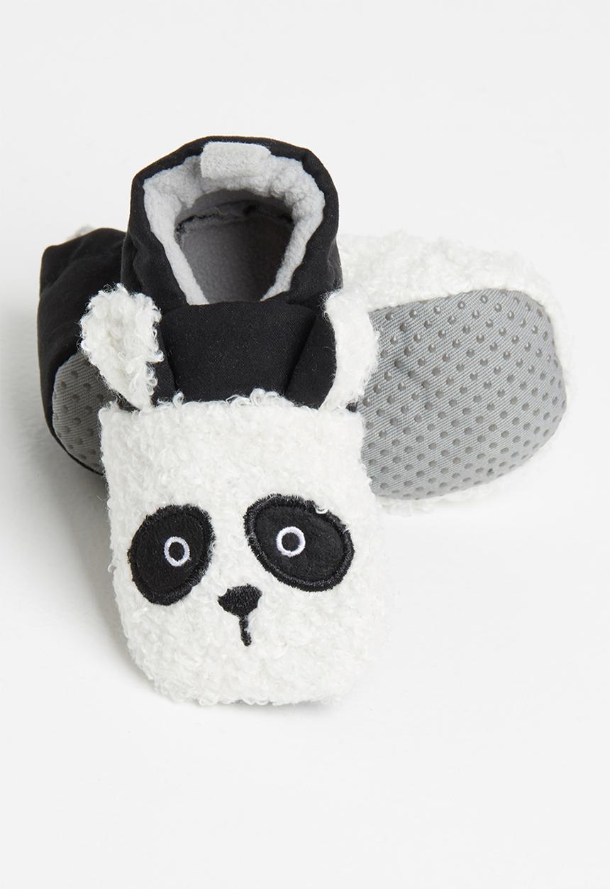 Pop Candy - Boys panda soft sole slippers - black & white