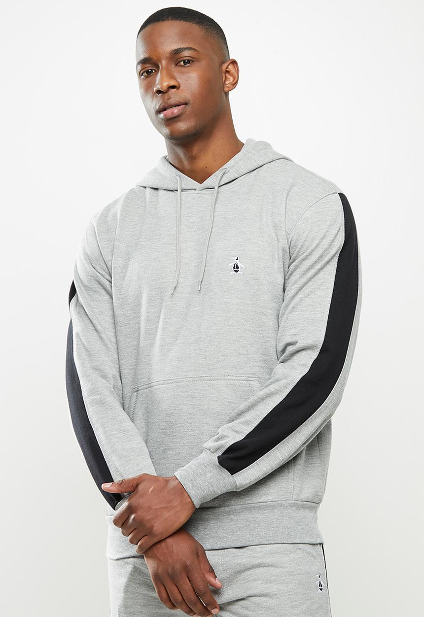 Original Penguin - Long sleeve hooded stripe sweat - grey