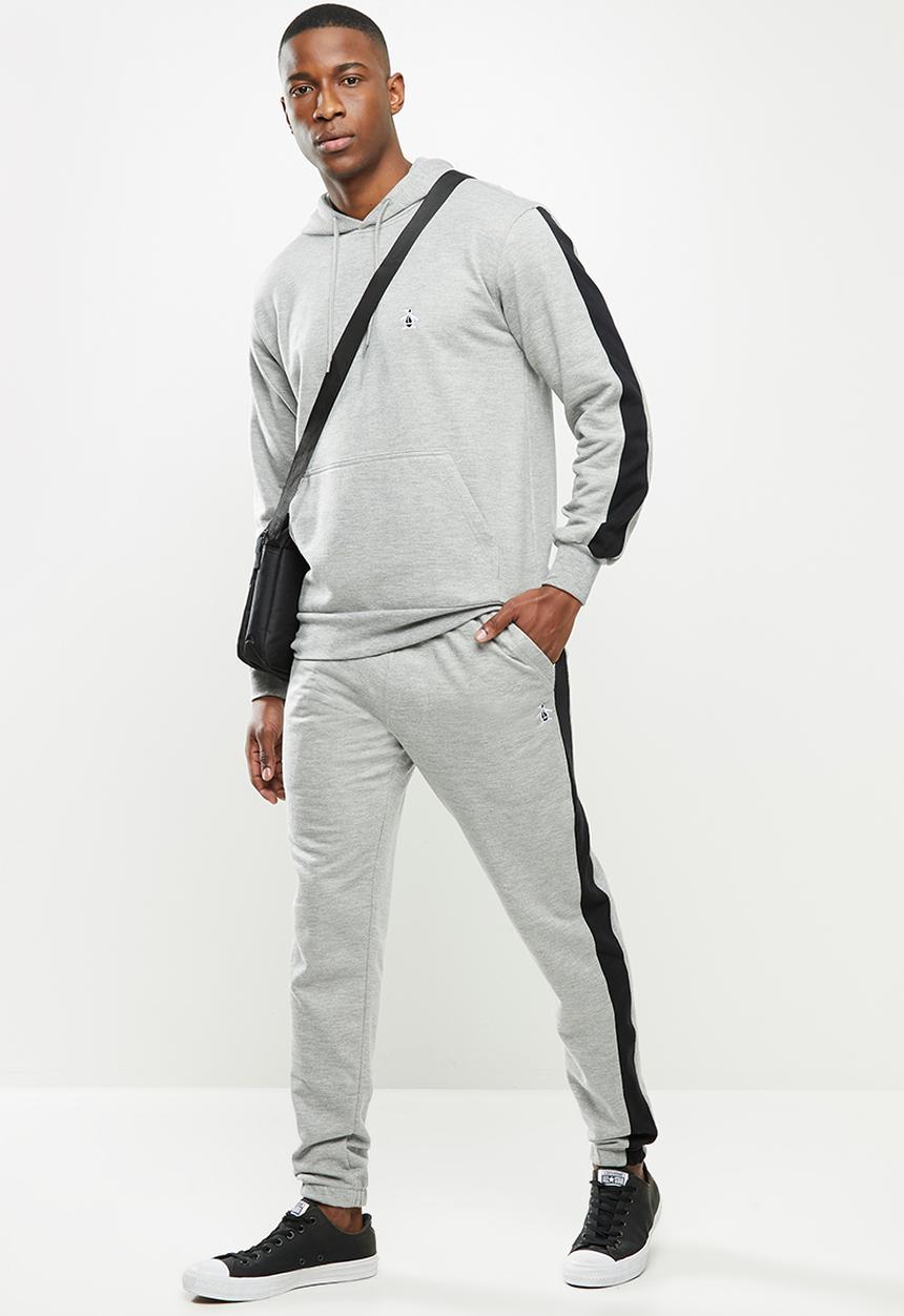 Original Penguin - Long sleeve hooded stripe sweat - grey