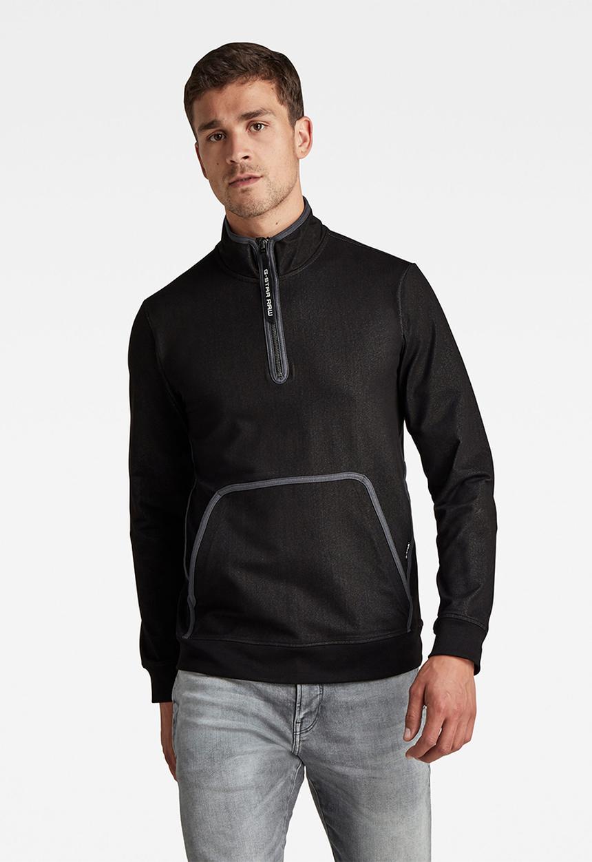 G-STAR - Half zip bound tweeter t long sleeve - black