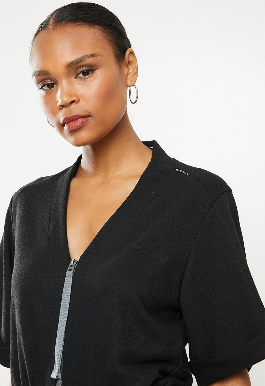 G-STAR - Contrast zipper blouse playsuit - black