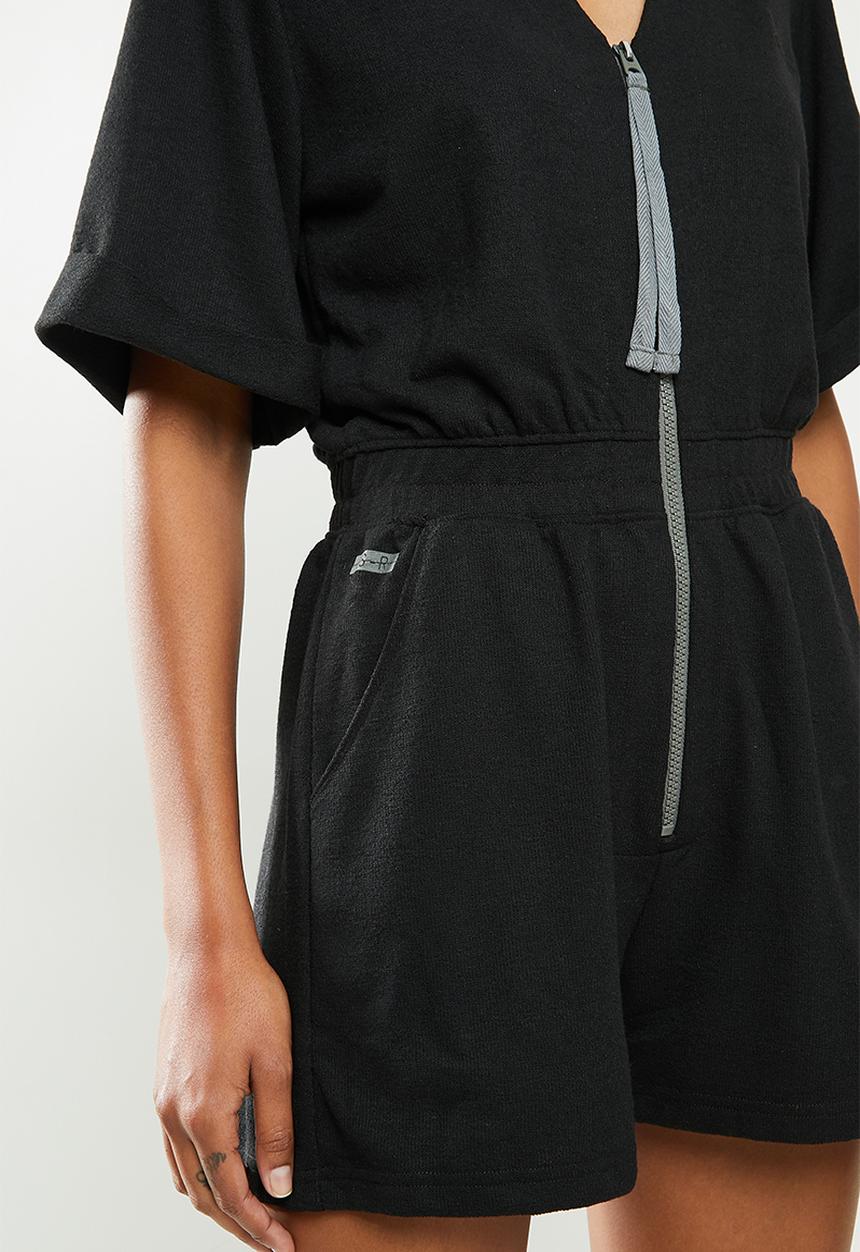 G-STAR - Contrast zipper blouse playsuit - black