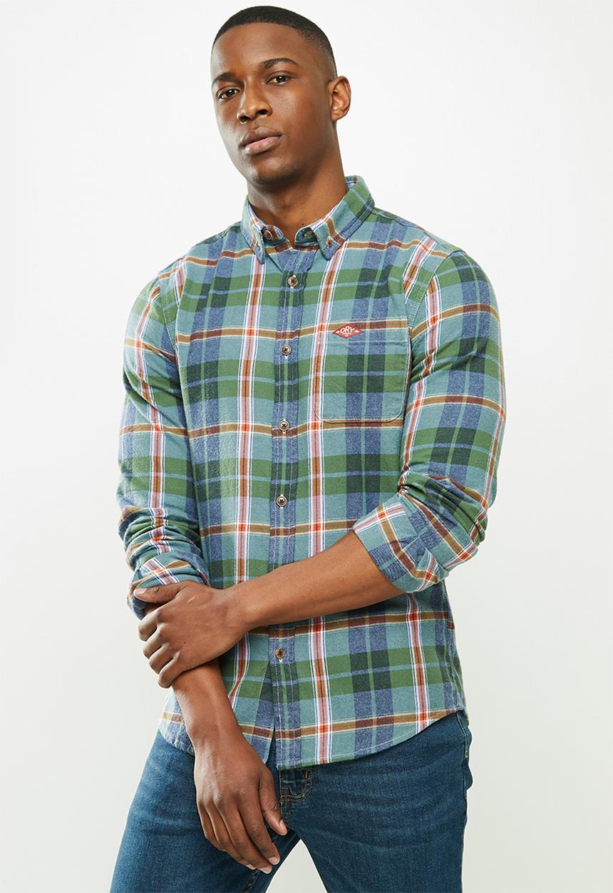 Superdry. - Heritage lumberjack shirt - blue & green 