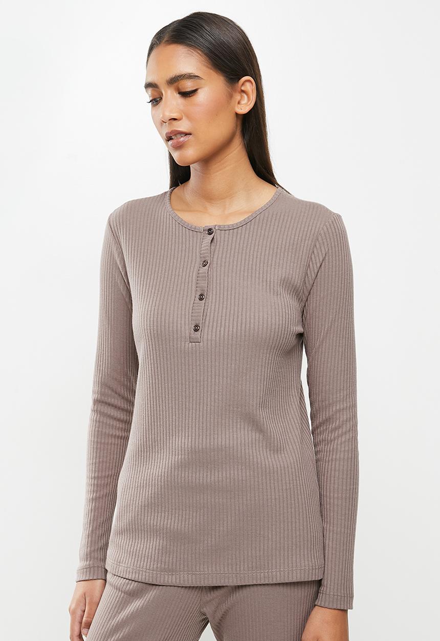 Superbalist - Rib henley sleep set - mocha
