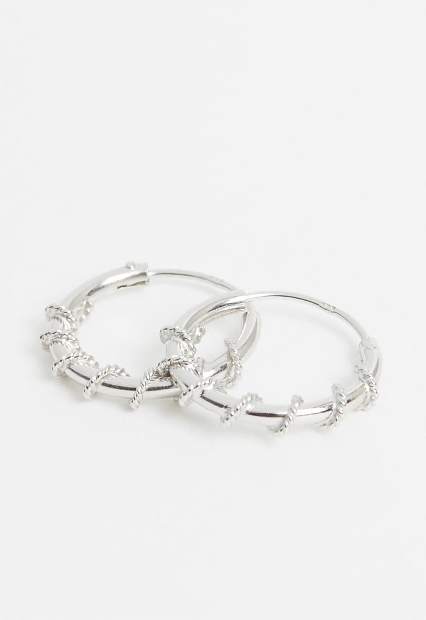 Superbalist - Sterling silver sculpted hoop earrings - silver 