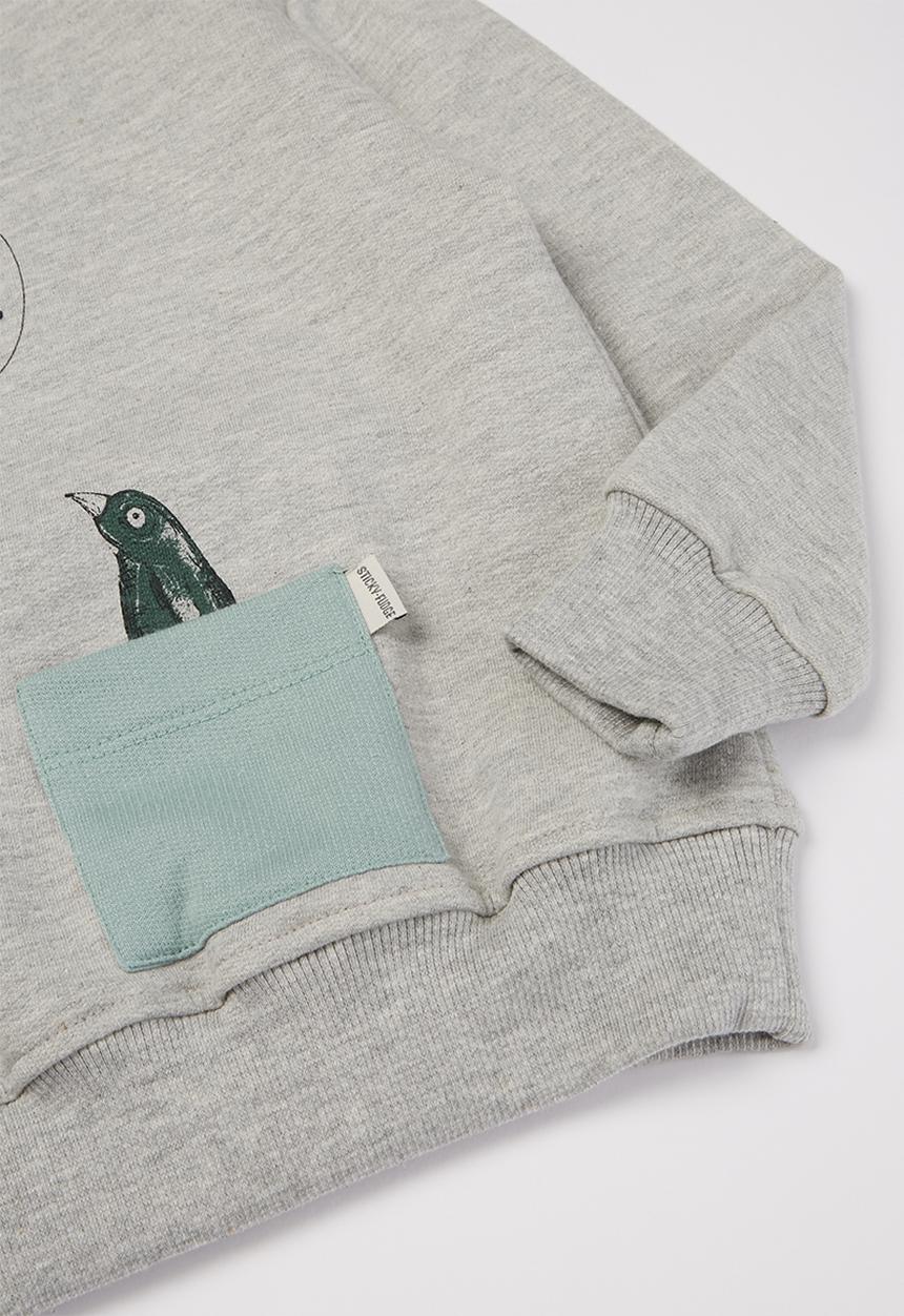 Sticky Fudge - Girls penguin sweater - grey