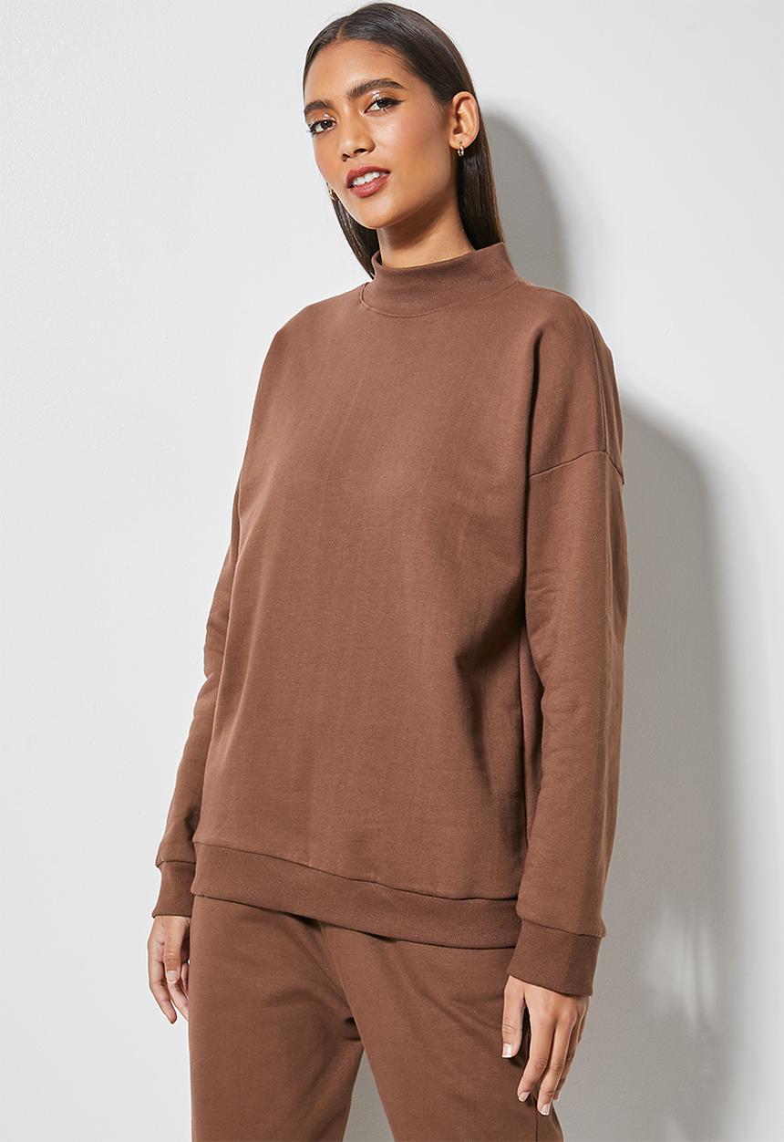 Superbalist - Funnel neck sweat - chocolate