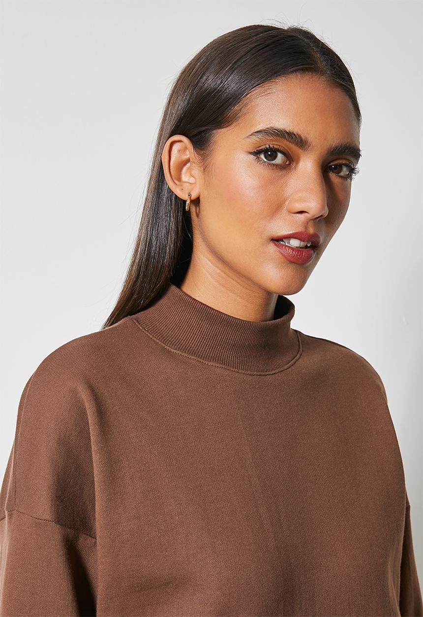 Superbalist - Funnel neck sweat - chocolate