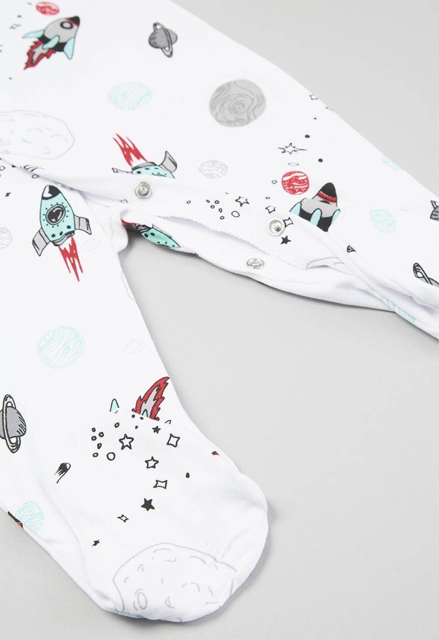 Baby Star - Space sleepsuit & beanie set - white