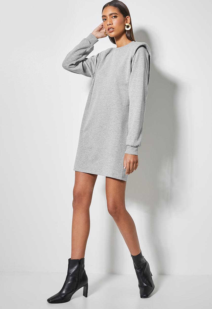 VELVET - Styled shoulderpad sweatshirt dress - grey